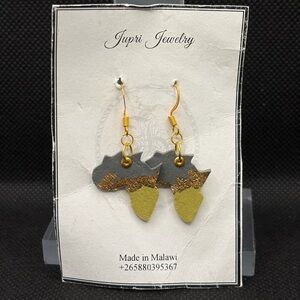 Jupri Jewelry Handmade Clay Gold and Gray Africa Earrings